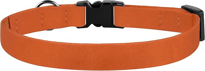 Breakaway Cat Collar Leather with Removable Bell - 13 Colors Available - Soft Adjustable Girl Boy Safety Lightweight Pet Kitten Collars Pink Brown Blue Green Red Orange Black (Orange)