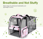 Lekebobor Large Cat Backpack Carrier Expandable Pet Carrier Backpack for Small Dogs Medium Cats Fit Up to 18 Lbs,Dogs Foldable Puppy Backpack Carrier for Travel, Hiking,Pink Flowers Pattern