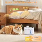 Wireless Cat Water Fountain with Stainless Steel Tray, Battery Operated Cat Fountain - 102oz/3L Automatic Pet Water Dispenser, Easy Clean with Motion Sensor for Cats, Dogs-8Filters
