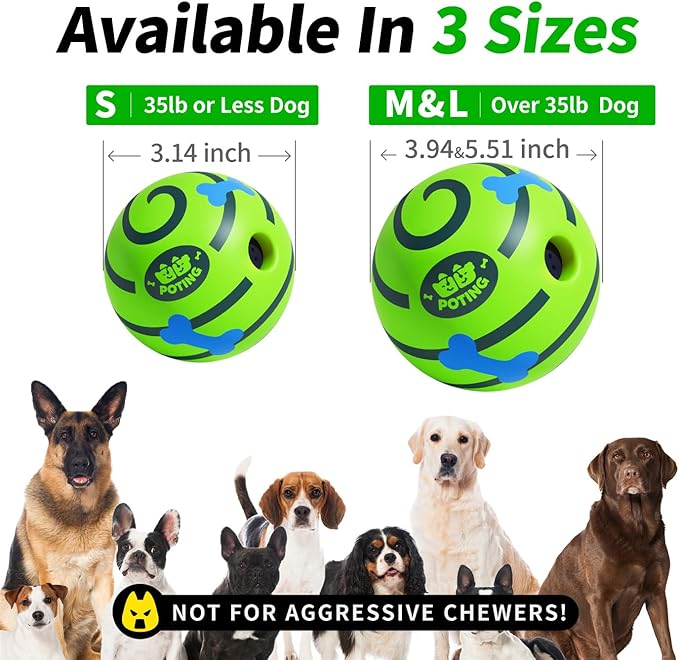 Giggle Ball for Dogs 2 Pack, Glowing Interactive Dog Toys Balls, Rolling Squeaky Toy for Large Medium Small Dogs, Fun Giggle Sounds Attract Attention When Rolled or Shaken - 3.94 inch