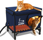 Rugged Heated Cat House for Outdoor Cats in Winter, Extremely Insulated & 100% Weatherproof, Elevated Feral Cat Shelter with Waterproof Eaves & Safe Escape Door for Stray & Barn Cats