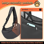 YUDODO Pet Sling Carrier for Small Dogs & Cats – Hands-Free Puppy Carrier with Safety Hook, Large Zipper Pocket, Soft Breathable Mesh, Adjustable Strap & Reflective Strip (Cyan 3.0 S)