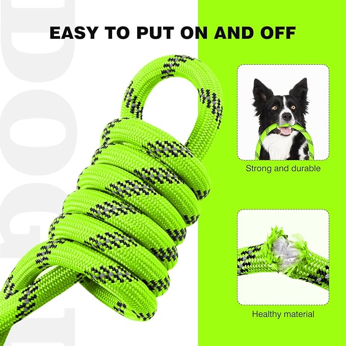 lynxking Slip Lead Dog Leash Reflective, Heavy Duty Comfortable Strong Rope Leash for Large Medium Small Dogs No Pull Training (Light Green, Small 3/8in x 6ft-Slip Lead)
