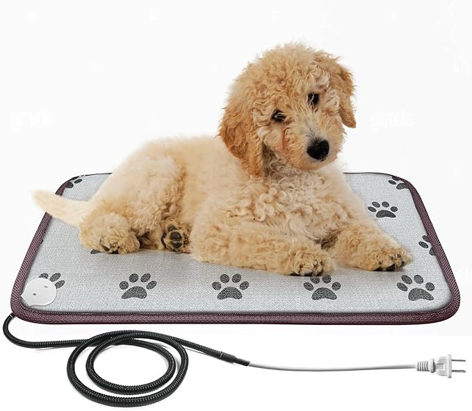 Cat Heating Pad, Heat Mat for Kittens, Heated Cat Bed, Waterproof, Cat Heating Pad Indoor, 23x17 in, Grey