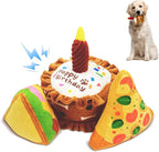 Birthday Squeaky crinkly Cake Aggressive chew for pups Sandwiches Pizza Party Dog Toy Colorful Playset to Keep Your Furry Friend Busy with 3 Pack Gift Toys
