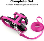 Plutus Pet Adjustable Cat Harness and Leash Set, Quick Release, Escape Proof Nylon Vest with Leather Trim for Kitten, Small Medium Large Cats, Hot Pink