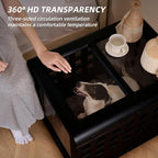 Acrylic Transparent Dog Box, Durable Dog Bed with Movable Panel and Modular Design - Safe, Fashionable and Convenient (Black, Semi-Transparent(26.2" L x 20" W x 23.4" H))