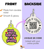 Personalized QR Code Dog Tags - Choose from 25+ Tag Designs - QR Code Links to Your Profile - Unique, Cute, Funny, Sassy Pet ID Tag (Feed Me & Tell Me I'm Pretty, Large (1.25 inch))