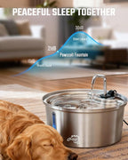 Dog Water Fountain Stainless Steel, 7L/1.8Gal Pet Fountain Water Bowl with Multi-Filtration & Deeper Drinking Aera, Large cat Water Fountain with Water Window & LED, Ultra-Quiet