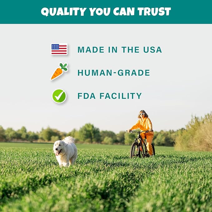 Apples+Carrots Plant-Based Fruit Dog Treats - Carrot and Apple Soft & Chewy - Healthy Vegetarian, Vegan Dog Treats with Organic Ingredients - Low-Protein, Hypoallergenic, Gluten-Free