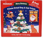 MON2SUN Christmas Dog and Cat Treats, Freeze-Dried Holiday Box Treats, Single Ingredient, High Protein Training Treats & Food Topper, 7.8 oz