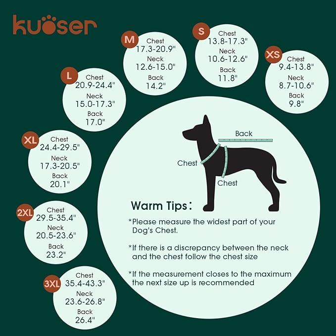 Kuoser Warm Dog Coat, Waterproof Dog Coats for X-Small Dogs, Adjustable Durable Doggie Winter Jacket Reversible Cozy Puppy Cold Weather Apparel from Small to Large Breed, Blue XS
