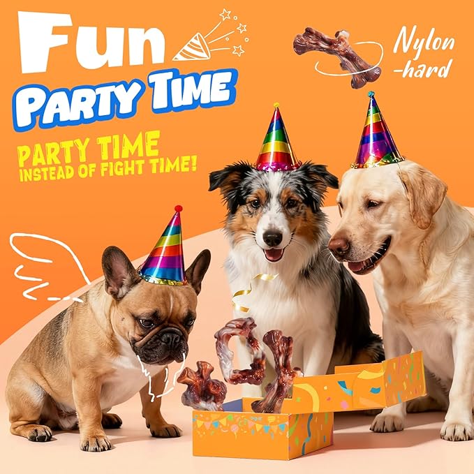 Dog Toys for Aggressive Chewers: Gift Box with 3 Pack Dog Chew Toys, Indestructible Dog Toy for Large Dogs, Tough Dog Toys to Keep Them Busy, Chew Toys for Dogs Birthday, Bacon Flavor 2593-2