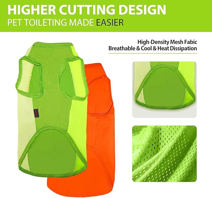 2 Pack Dog Shirts, Breathable Mesh Dog Clothes Pet Sleeveless Vest, Lightweight Stretchy Tank Top T-Shirts for Large Dogs, L