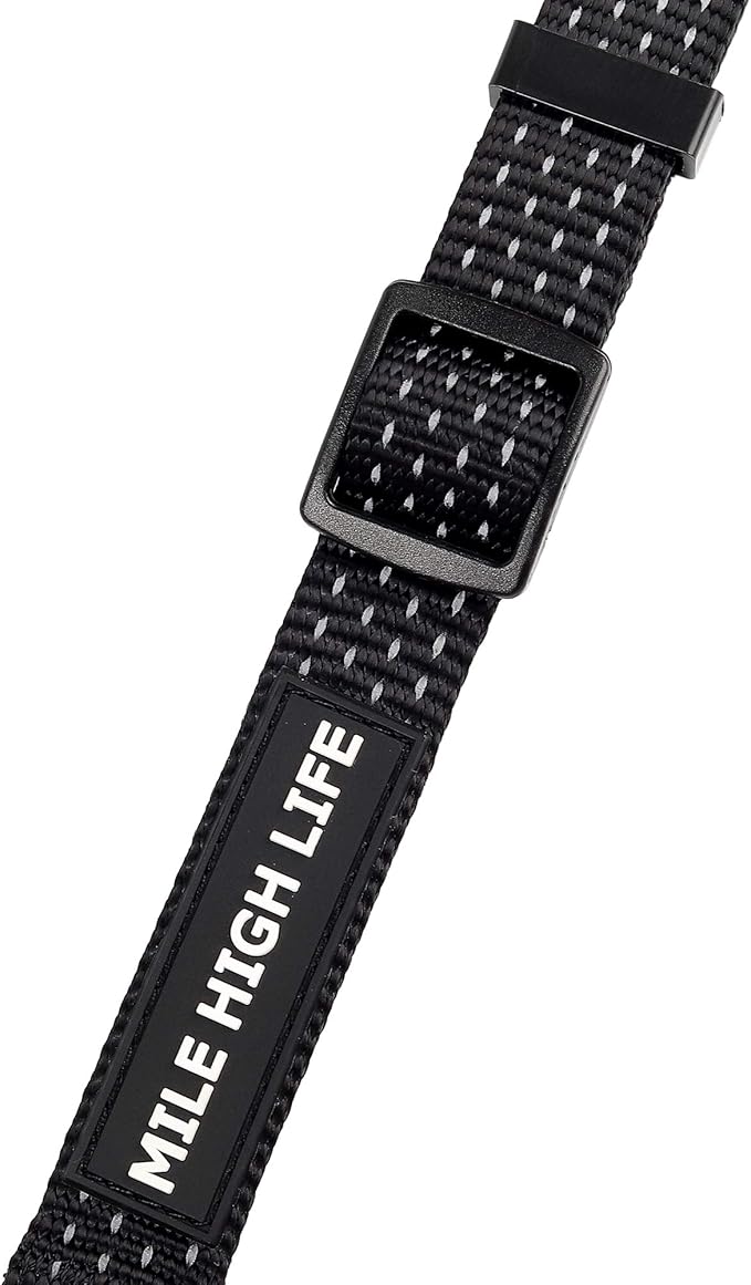Mile High Life Dog Collar, Nylon Reflective Dog Collars w Pull D-Ring, Light Weight Puppy Collars, Hanger Dog Collars for Large Dogs(Black, Medium)