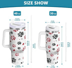 Boccsty Black Red Dog Paw Prints Hearts Insulated Tumblers Reusable Stainless Steel Tumbler 30 oz Cup Coffee Travel Mug Water Bottle with Handle & Flip Straw for Home Office Car