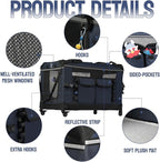 30IN Soft Collapsible Dog Crate w Detachable Wheels, Rolling Travel Dog Crate for Medium Breed Dogs, Portable Dog Kennel with Mesh Windows, Indoor & Outdoor Uses