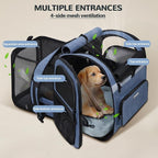 Petskd Expandable Pet Backpack Carrier 16.5x14.5x11 Inches for Small Dogs and Medium Cats,Portable Dog Cat Backpack Carrier for Hiking,Vet,Travel(Blue)