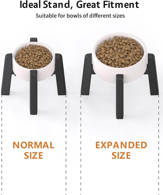 CZPET Dog Bowl Stand with Adjustable Width [2 Pack, Stand Only], Elevated Pet Water & Food Feeder for Medium Pets, Stable and Anti-Slip Raised Bowl