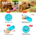 Portable Dog Water Bottle with Food Container,15oz Leak-Proof Pet Water Dispenser for Dogs, Cats, Puppies,Built-in Activated Carbon Filter for Travel,Hiking, Walking,and Outdoor Activities