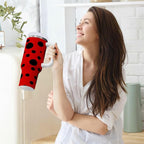Boccsty Ladybug Red Black Spots Insulated Tumblers Reusable Stainless Steel Tumbler 30 oz Cup Coffee Travel Mug Water Bottle with Handle & Flip Straw for Home Office Car