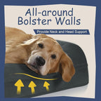 Orthopedic Dog Beds for Large Size Dogs, Waterproof Memory Foam Large Dog Bed with Bolster, Egg-Crate Foam Pet Couch Bed with Removable Washable Cover, Dark Grey