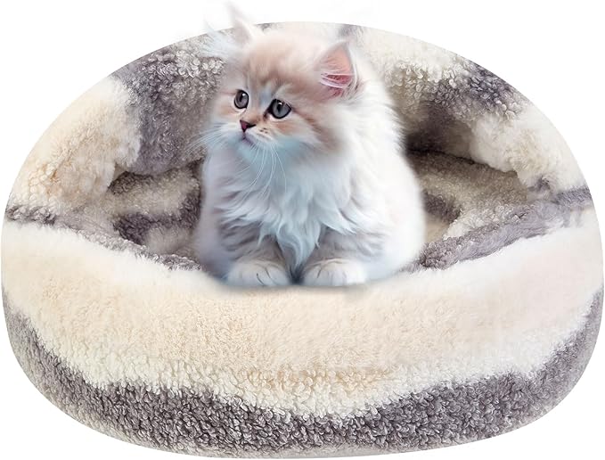Dog Beds for Small Dogs, Cat Bed Cave, Washable Cute Cat Bed, Cozy Nook Pet Bed for Dogs or Cats, Anti-Slip Puppy Bed Fits up to 22 lbs Pets(Dark Gray Texture, 24" x 24")