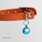 CollarDirect Leather Cat Collar, Cat Safety Collar with Elastic Strap, Kitten Collar for Cat with Bell Black Blue Red Orange Lime Green (Neck Fit 6"-7", Orange)