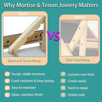 Dog Ramp for Bed, Upgraded 33" Long Portable Dog Ramp for Couch, Wood Folding Pet Ramp for All Breeds Small Old Dogs to Get on Bed, 4 Adjustable Heights 12.9" to 17.7"(Wood, Up to 50lbs)