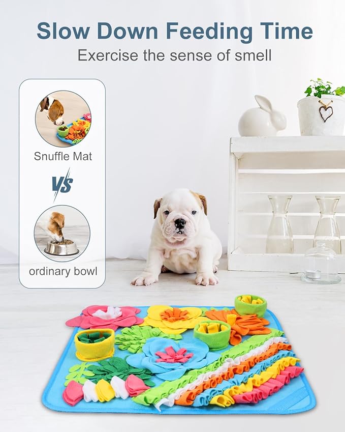 Snuffle Mat for Dogs, Pet Treats Feeding Mat, 20 x 20 inch for Medium & Large, Felt Wool Dog Feeding Mats for Slow Feed, Relieve Anxiety, with Anti-Slip Botton