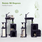 Globlazer Cat Tower for Adult Indoor Cats, 50-inch Heavy Duty Cat Tree for Big Cats, Cat Tree House with Extra-Large Padded Platform, Sisal Scratching Board, 2 Large Condos, F50, Dark Grey