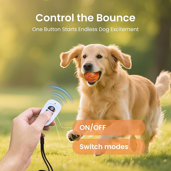 Smart Interactive Dog Toy Ball - Auto Bouncing & Rolling, Chew-Resistant E-TPU Material, 3 Interactive Modes, IPX7 Waterproof, Smart Chase Pet Toy Ball for Medium and Large Dogs (Orange)