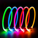 HIGO Light Up Dog Collar USB Rechargeable LED Dog Collar Glow in The Dark, TPU Flash Dog Necklace Light Make Your Dogs Be Visible& Safe (Orange)