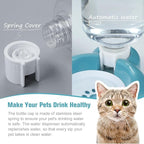 Dog Bowls, Cat Food and Water Bowl Set with Water Dispenser and Stainless Steel Bowl for Cats and Small Dogs - Blue