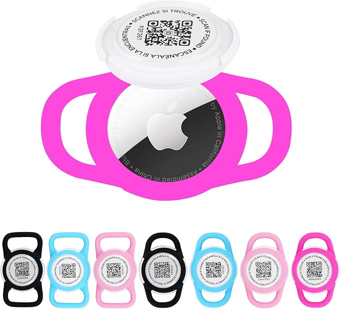 QR Code Pet ID Holder - Mini Waterproof Case for Small Dog Collar, QR Tracking Tag No Monthly Fee (Rose Madder, s)