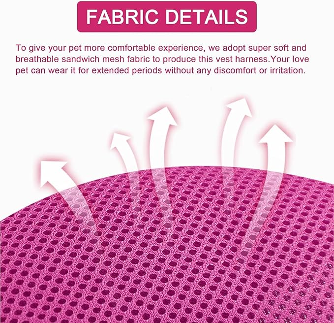 Vest Harness Leash Set for Small Dog Large Cat, Upgraded Escape Proof Adjustable Jacket with Lead for Puppy Fat Cat Outdoor Walking, Soft Breathable Mesh Coat with Reflective Strip XL Pink