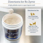 Rx Vitamins Rx Zyme Powder - Digestive Enzymes for Dogs & Cats - Anti Diarrhea for Dogs, Cat Constipation Relief, Anti-Bloating - Cat Digestive Support and Dog Gut Health - 120g