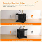 DWANTON Dog Crate Furniture with Cushion, Wooden Kennel Table with Double Doors, Indoor Dog House, Small/Medium/Large Size, 27.2" L, Black