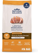 Natural Balance Limited Ingredient Adult Grain-Free Dry Dog Food, Reserve Duck & Potato Recipe, 4 Pound (Pack of 1)