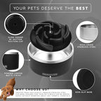 64 OZ Dog Bowl with Slow Feeder Insert Stainless Steel Pet Water Bowl for Medium & Large Breed Non Slip Rubber Base & Plastic Puzzle Feeder - Black