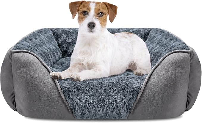 INVENHO Medium Dog Bed for Large Medium Small Dogs, Rectangle Washable Dog Bed, Orthopedic Dog Bed, Soft Calming Sleeping Puppy Bed Durable Pet Cuddler with Anti-Slip Bottom M(25"x21"x8")