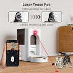 Automatic Cat Feeder with 2K Camera, Laser Tease Pet, 2.4 & 5GHz WiF Pet Feeder for Cat & Dog, Schedule Feeding Pet Food Dispenser w/Camera Rotates Up and Down, Night Vision, 2-Way Audio, 4L