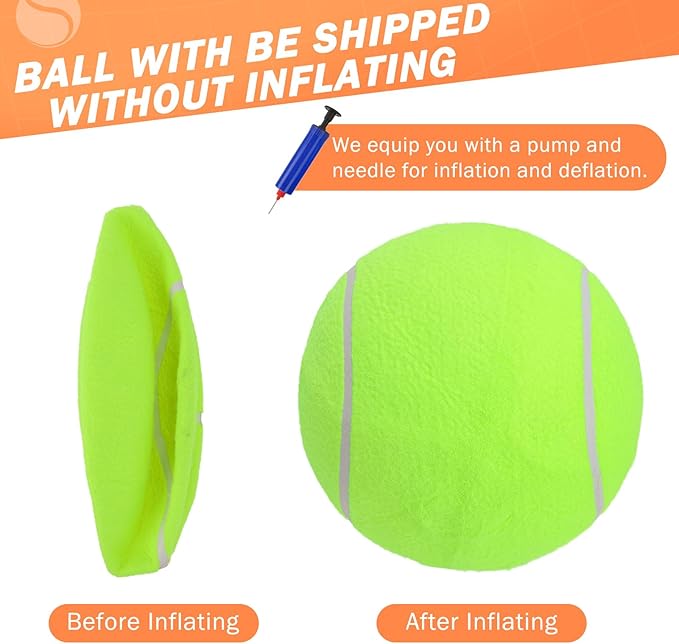 SCENEREAL Giant Tennis Ball for Dogs 2 Pack,Upgraded Thicken 9.5" Large Tennis Balls for Dogs,Halloween Dog Toys Birthday Gift, Inflatable Interactive Ball for Large Medium Big Dog,Durable Toy