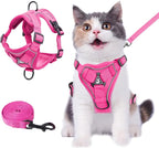Wanheart Summer cat Chest Harness and Leash, Anti-Escape Adjustable Soft mesh cat Leash and Chest Harness Set for All Types of Cats cat Vests (Rose red, M)