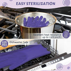 Pecute Heat Resistant Silicone Grooming Gloves with High-Density Teeth and Enhanced Five Finger Design for Bathing and Massaging Dogs and Cats