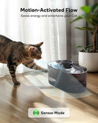 Cat Water Fountain Cordless, 108oz/3.2L Wireless Cat Fountains for Drinking, Pet Water Fountains for Cats Indoor, Automatic Cat Water Dispenser Battery Operated Rechargeable, Stainless Steel Black