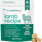 smallbatch Pets Freeze Dried Raw Dog Food, Lamb Recipe, 25 oz, Organic High Protein Dog Food, Grain Free, Made in The USA, Humanely Raised Meat, Single Protein, for Picky Eaters, Hydrate & Serve