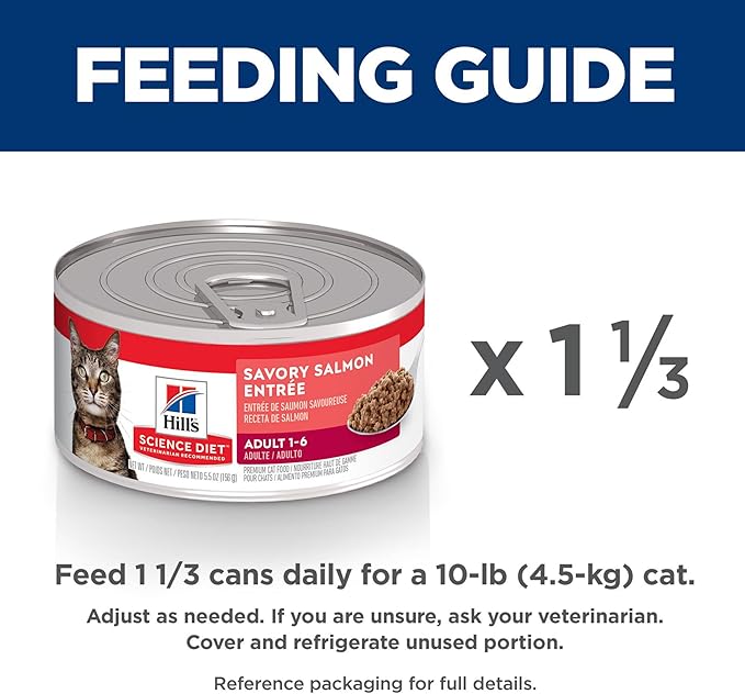 Hill's Science Diet Adult 1-6, Adult 1-6 Premium Nutrition, Wet Cat Food, Salmon Minced, 5.5 oz Can, Case of 24