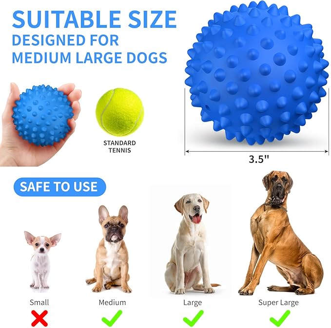 Apasiri Squeaky Ball Dog Toys for Large Dogs, Dog Toy, Indestructible Dog Balls for Aggressive Chewers, Outdoor Dog Toys, Balls for Dogs Aggressive Chewers, Bacon Flavor Floatable Ball Blue
