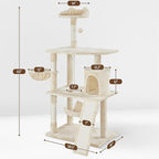 Yaheetech 63.5in Extra Large Cat Tree Condo with Sisal-Covered Scratching Post Plush Perch Hammock, Cat Tower Activity Center Kitten Furniture Play House